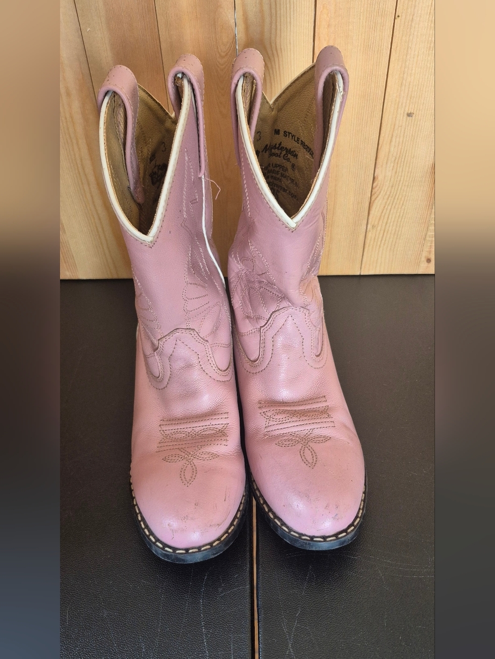 Masterson Boot Co. Pink Leather Western Cowboy Boots Kids Size 3 Style RB2002C